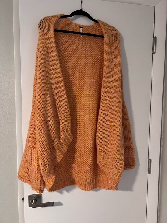 Free People Sweaters - Free People Open-Front Chunky Knit Sweater Cardigan - Orange